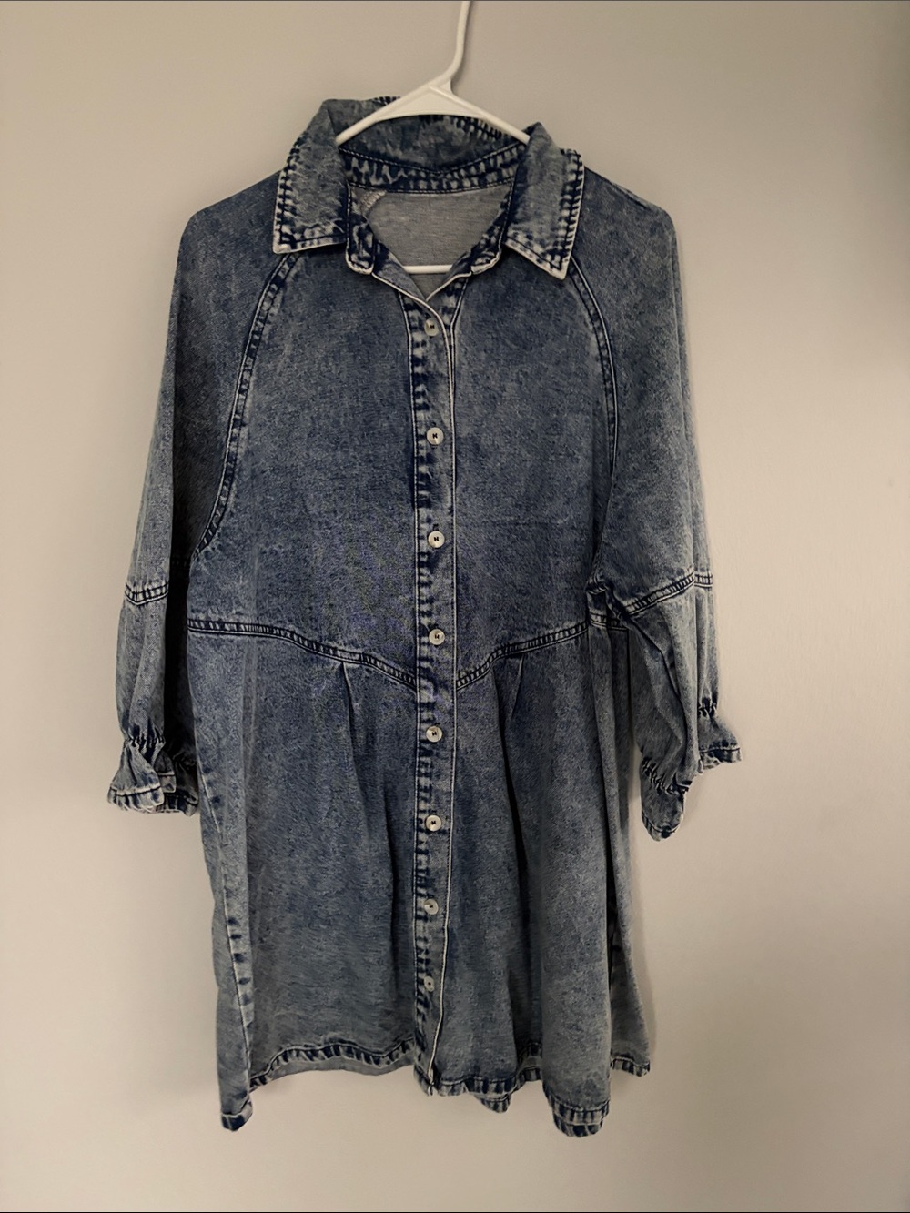 SHEIN Washed Denim Button-Front Shirt Dress